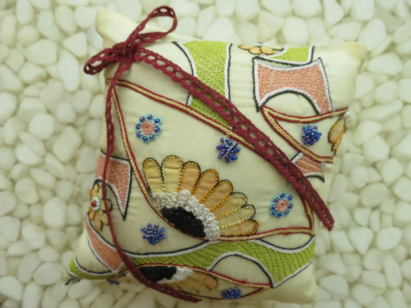 One of a kind embroidered Ring Bearer Pillow