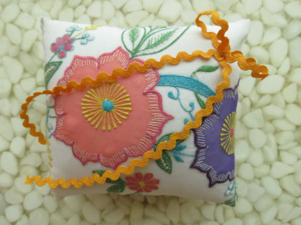 One of a kind embroidered Ring Bearer Pillow
