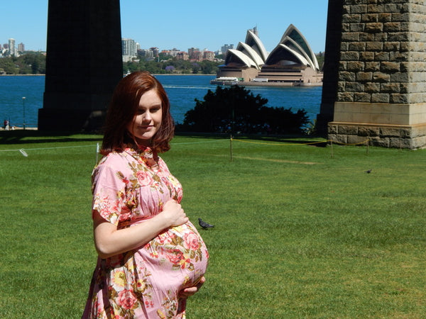 Pink Floral Front Buttoned Maternity Dress