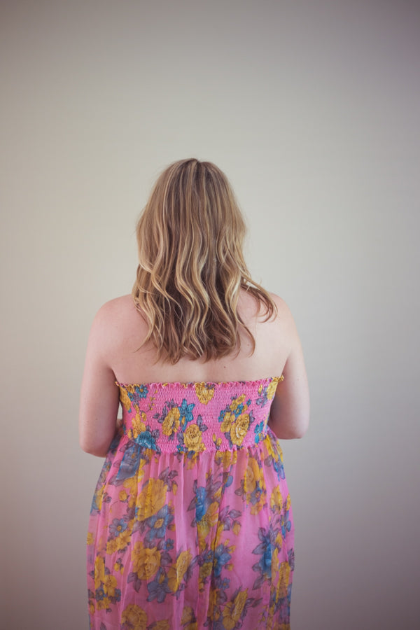 Floral Chiffon Split Front Maternity Dress