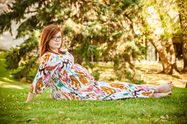 Aztec Ikat Maternity Maxi Dress