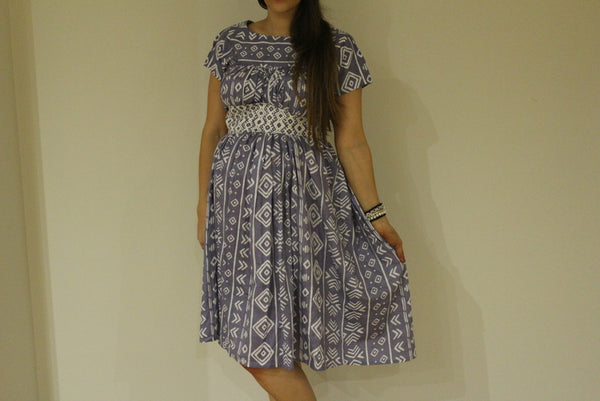 Aztec 50s style Maxi Maternity Dress