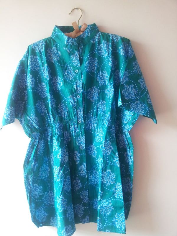 Teal Front Buttoned Maternity Shirt