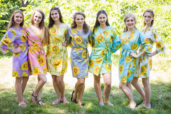 YELLOW SUNFLOWER ROBES FOR BRIDESMAIDS | GETTING READY BRIDAL ROBES