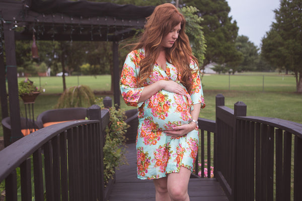 Mint Silk Maternity Hospital Gown Delivery Robe