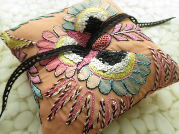 One of a kind embroidered Ring Bearer Pillow