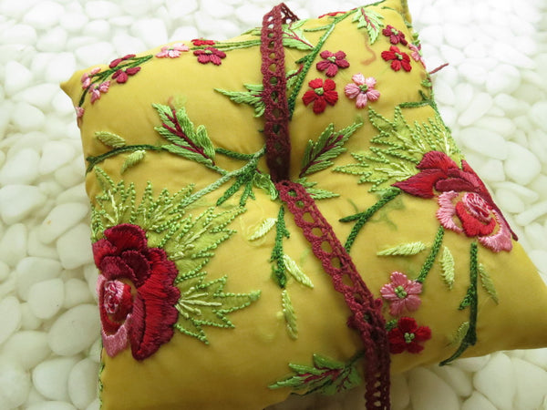 Beautifully detailed Embroidered Ring Bearer Pillow