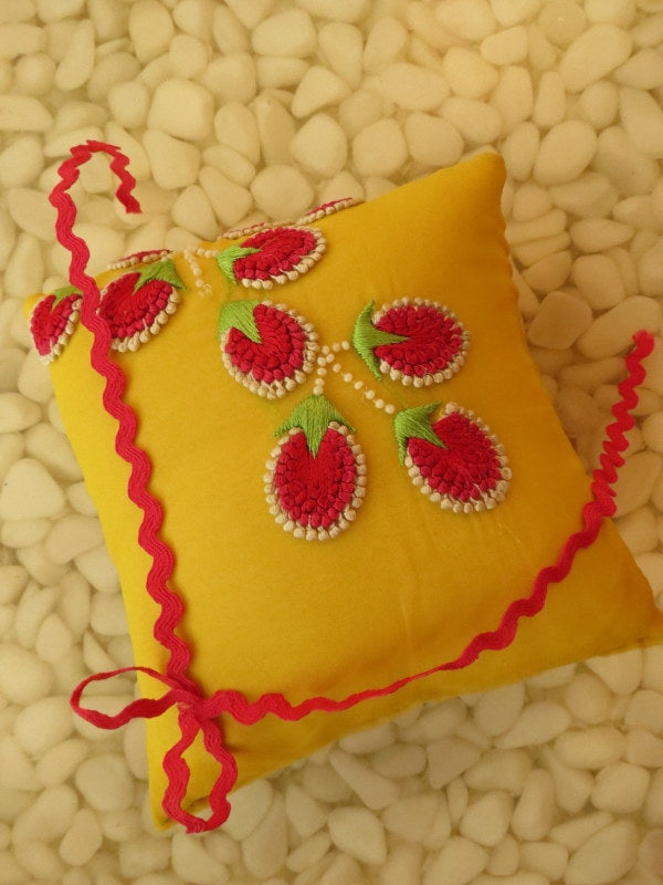One of a kind embroidered Ring Bearer Pillow