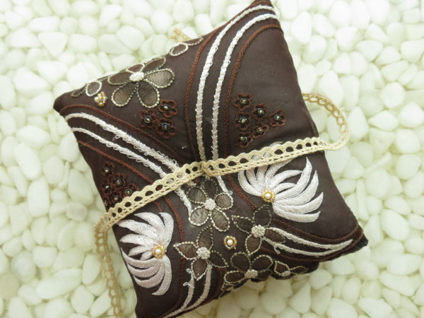 One of a kind embroidered Ring Bearer Pillow