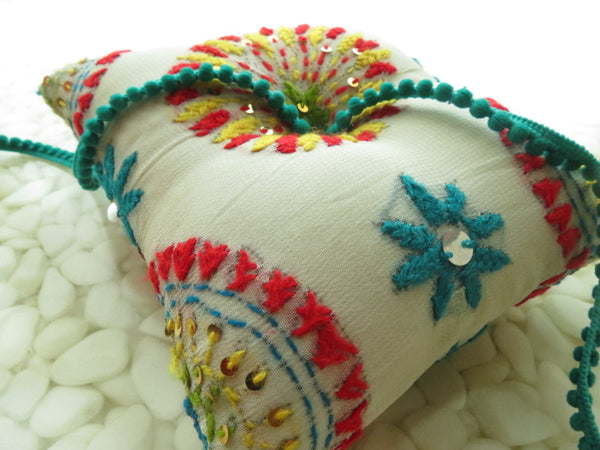 Beautifully detailed Embroidered Ring Bearer Pillow