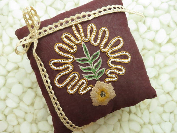 One of a kind embroidered Ring Bearer Pillow
