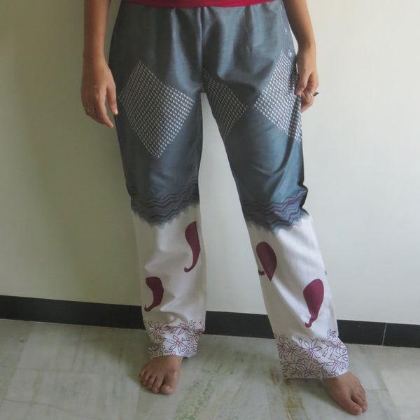 Gray Paisley Straight Cut Drawstring Pajamas