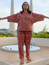 Red Floral Motif Hand Block Printed Pjs | Organic Cotton Pajama Set | Available in both shorts and pants style