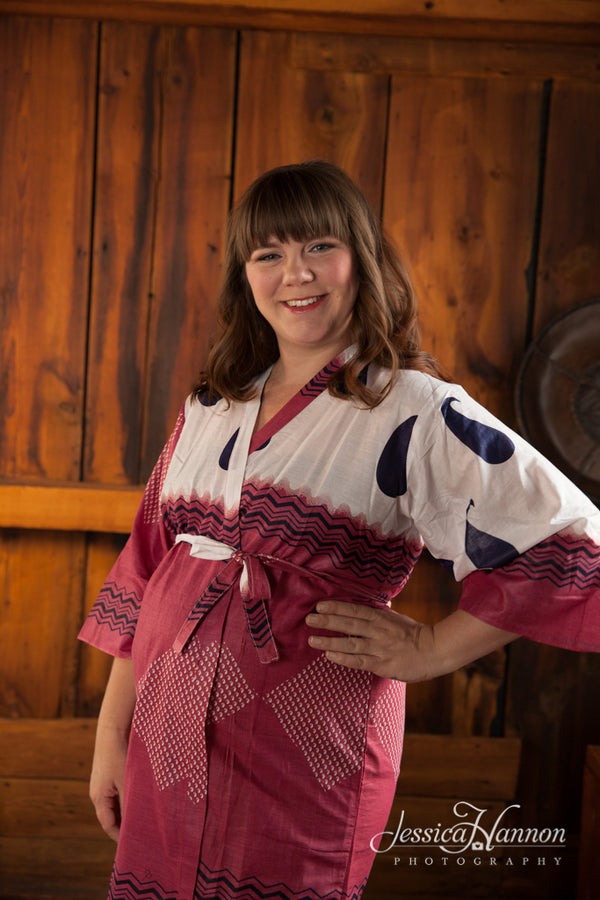 Burgundy Paisley Maternity Hospital Gown