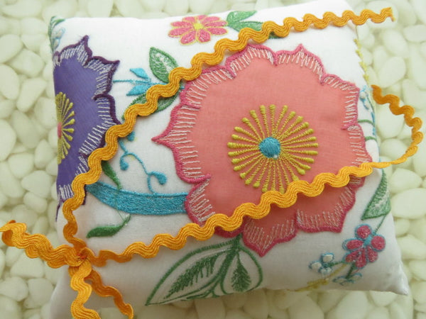 One of a kind embroidered Ring Bearer Pillow