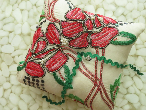 Beautifully detailed Embroidered Ring Bearer Pillow