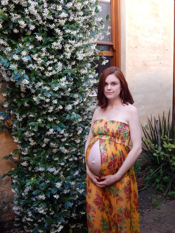 Yellow Chiffon Split Front Maternity Dress