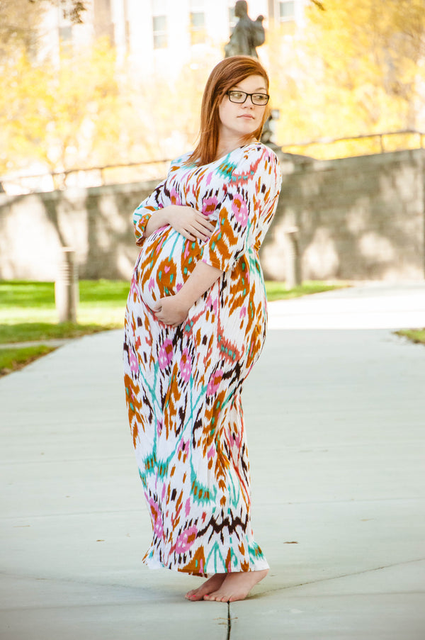 Aztec Ikat Maternity Maxi Dress