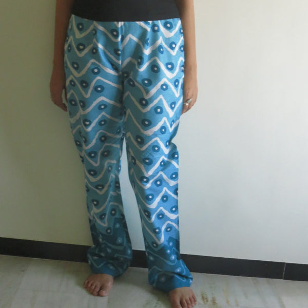 Teal Chevron Straight Cut Drawstring Pajamas