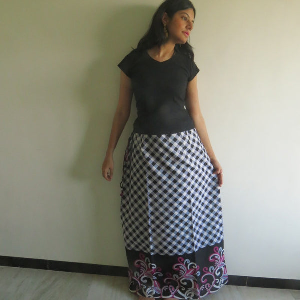 Gray Plaid Wrap Around Skirt