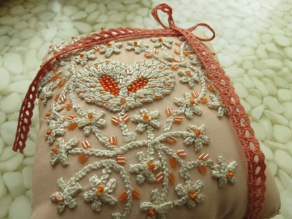 One of a kind embroidered Ring Bearer Pillow