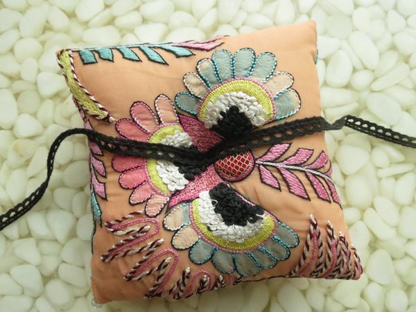 One of a kind embroidered Ring Bearer Pillow