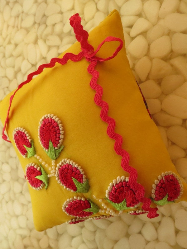 One of a kind embroidered Ring Bearer Pillow