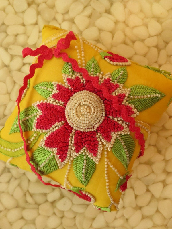 Beautifully detailed Embroidered Ring Bearer Pillow