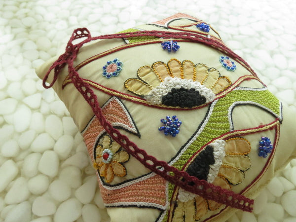 One of a kind embroidered Ring Bearer Pillow