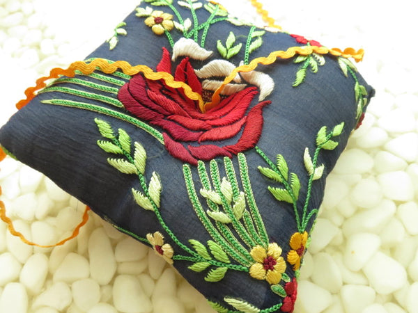 One of a kind embroidered Ring Bearer Pillow
