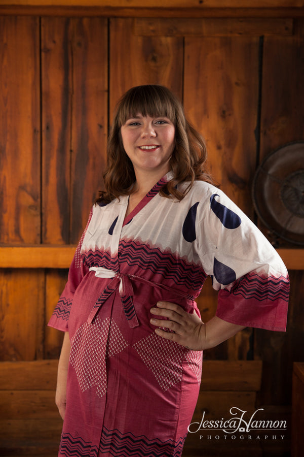 Burgundy Paisley Maternity Hospital Gown