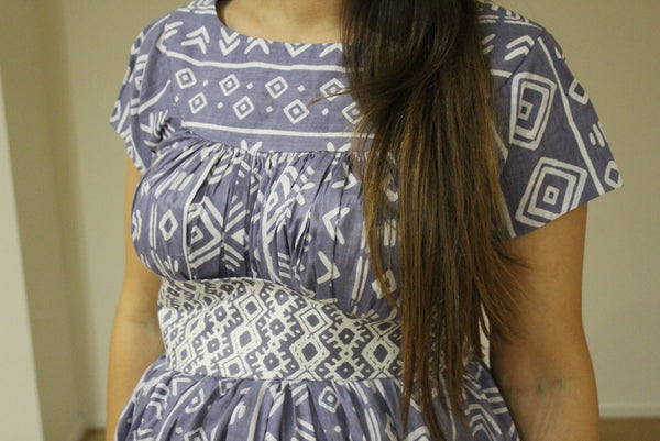 Aztec 50s style Maxi Maternity Dress