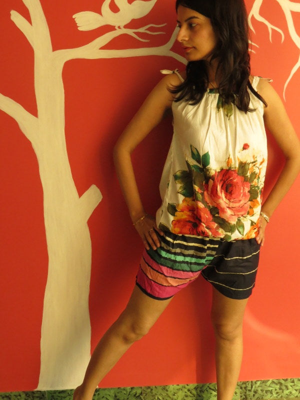 Dark Blue Striped Shorts