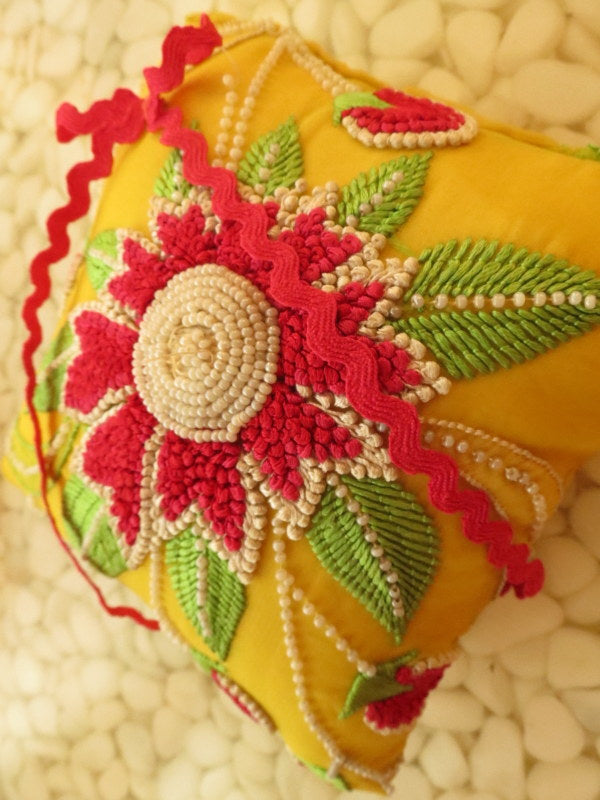 Beautifully detailed Embroidered Ring Bearer Pillow