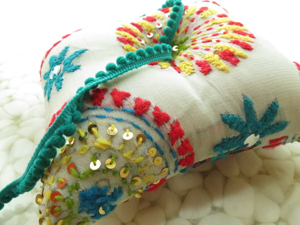 Beautifully detailed Embroidered Ring Bearer Pillow