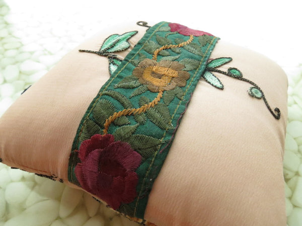 One of a kind embroidered Ring Bearer Pillow