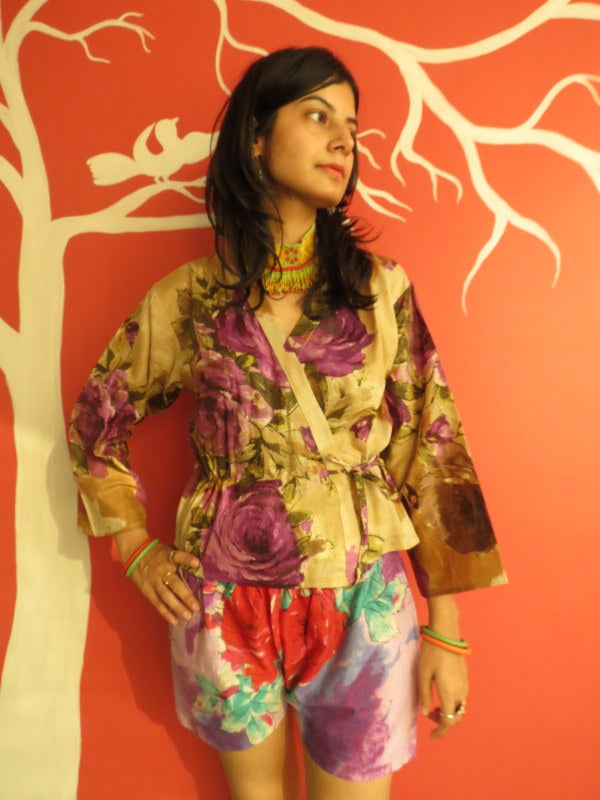 Purple Floral Shorts