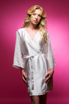 Winter White Satin Robe with Brasso Sleeves