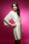 Ivory Satin Robe with Brasso Sleeves