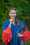 Dark Blue Ballerina Style Caftan in Abstract Floral Pattern
