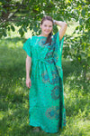 Green Divinely Simple Style Caftan in Abstract Floral Pattern