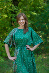 Green Mademoiselle Style Caftan in Abstract Floral Pattern