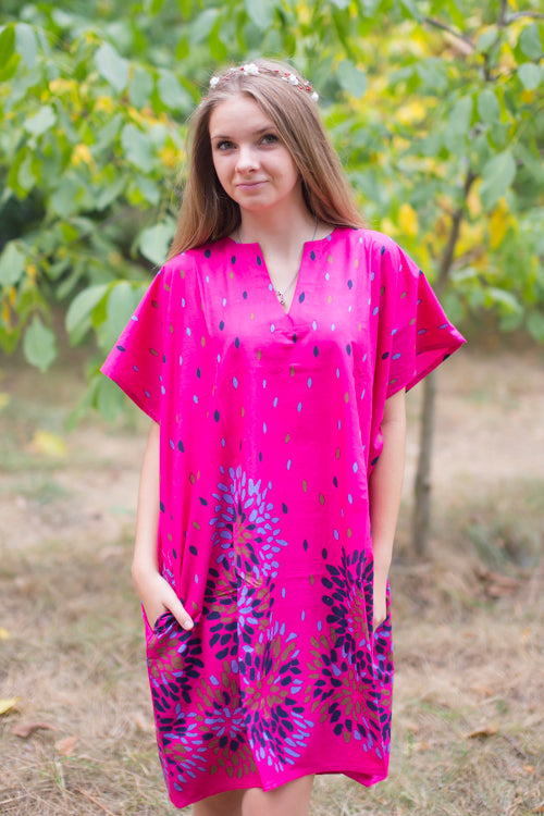 Magenta Sunshine Style Caftan in Abstract Floral Pattern