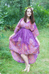 Plum High Low Wind Flow Style Caftan in Abstract Floral Pattern