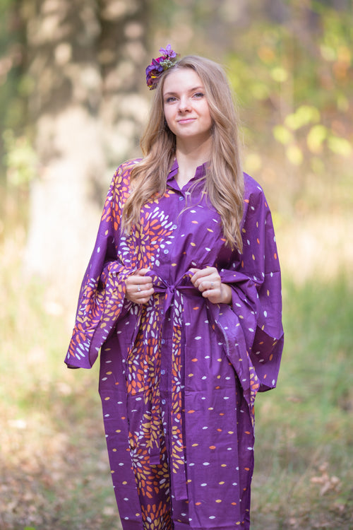 Wine Oriental Delight Style Caftan in Abstract Floral Pattern