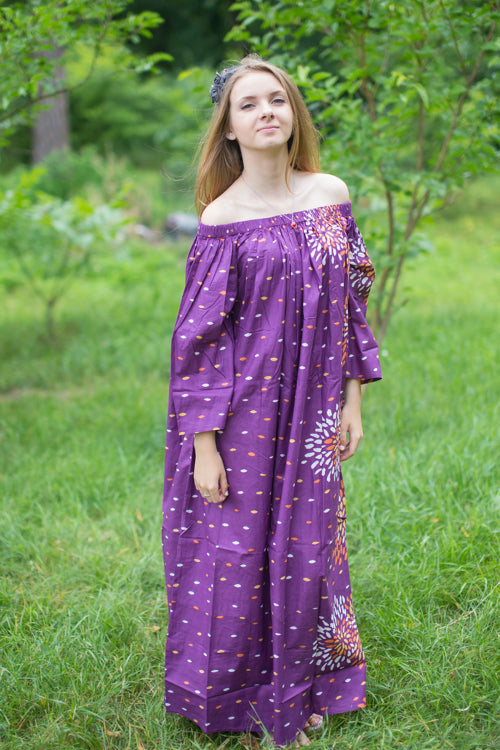 Wine Serene Strapless Style Caftan in Abstract Floral Pattern