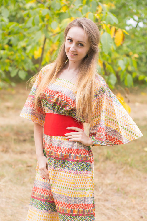 Yellow Beauty, Belt and Beyond Style Caftan in Abstract Geometric