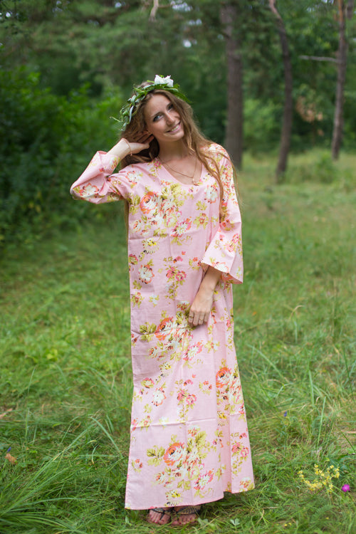 Pink The Unwind Style Caftan in Flower Rain Pattern