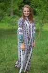 Off-White Green Mandarin On My Mind Style Caftan in Aztec Geometric Pattern