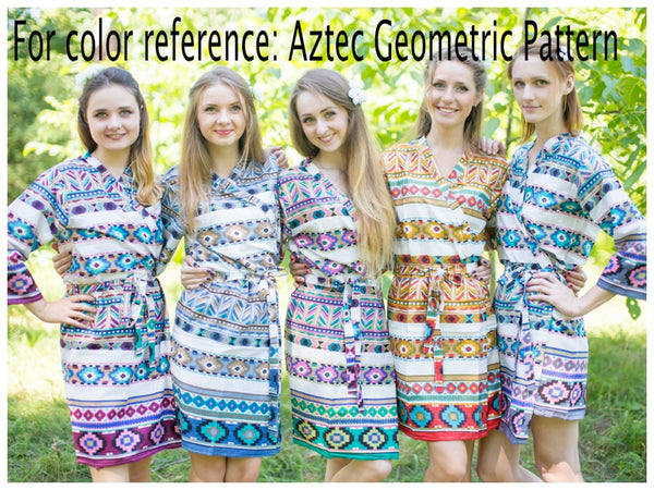 Off-White Green Mandarin On My Mind Style Caftan in Aztec Geometric Pattern